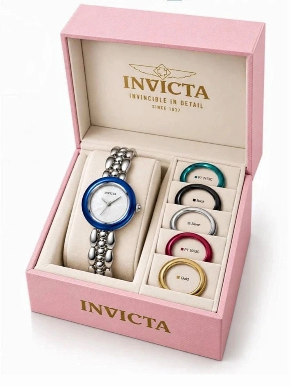 Invicta Interchangeable Bezel Angel Women's Watch - 33mm, Silver (70076)